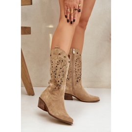 Botas de camurça com um Upper Zazoo 3609 Beige OpenWork bege 2
