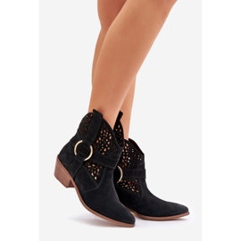 Zazoo 2994 Black OpenWork Cowboy Cowboy Boots preto 1