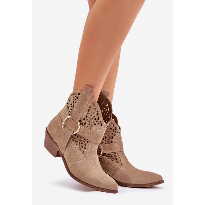 Zazoo 2994 Beige Openwork Cowboy Boots bege 1 Zazoo 2994 Beige Openwork Cowboy Boots bege 1