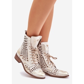 Zazoo 2627 Botas de ouro de couro aberto limpadas dourado 1