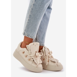 Tênis feminino com plataforma, bege 1
