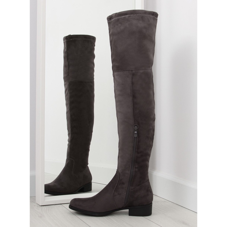 Botas mosqueteiras cinzentas H182 marrom cinza multicolorido 1