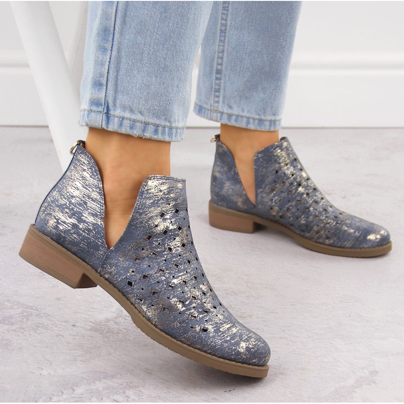 M. DASZYŃSKI Botas femininas, Open Work Wiping, m azul 2