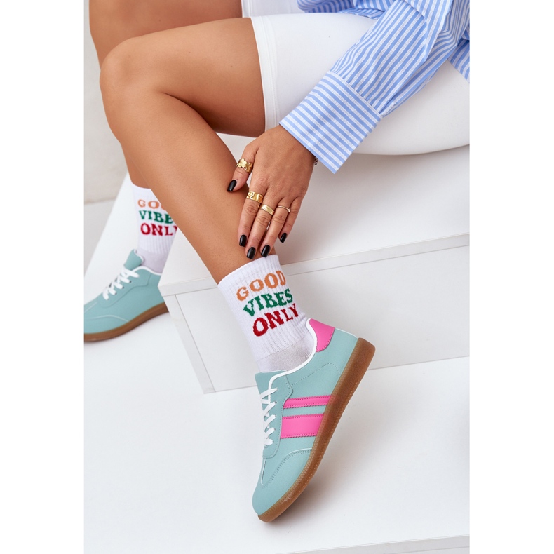 Tênis femininos baixos com hortelã de couro ECO verde 2