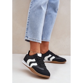 Tênis femininos clássicos com couro eco de couro preto 2