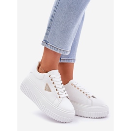 Tênis elegantes em uma enorme plataforma branca branco 1