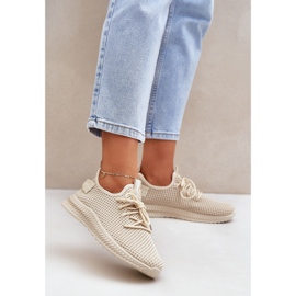 Slip -up feminino em sapatos esportivos bege 2