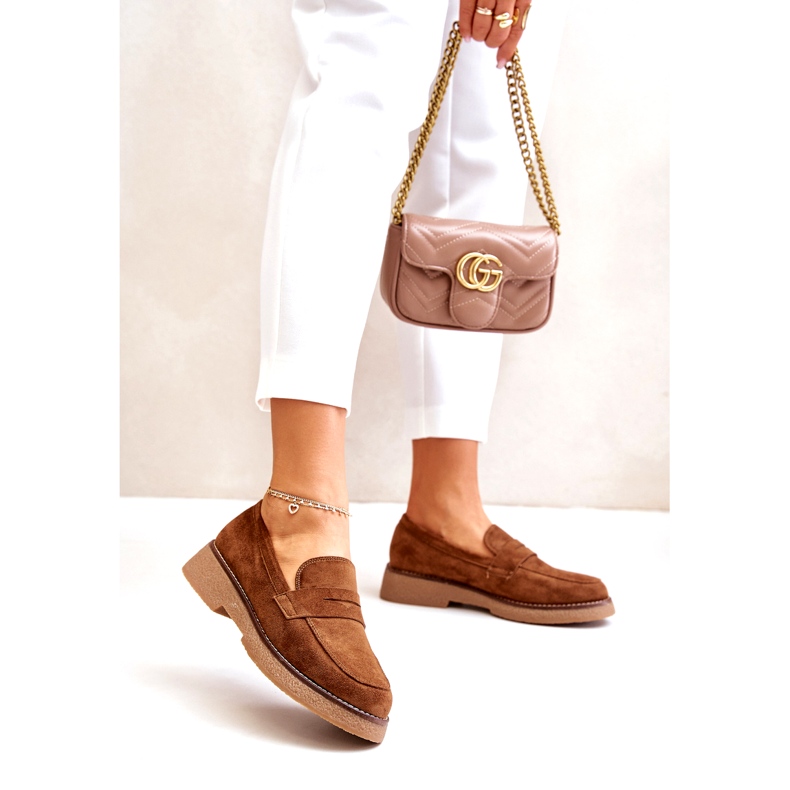 Bellucci Mocassins clássicos femininos com camurça Eco Brown castanho 2