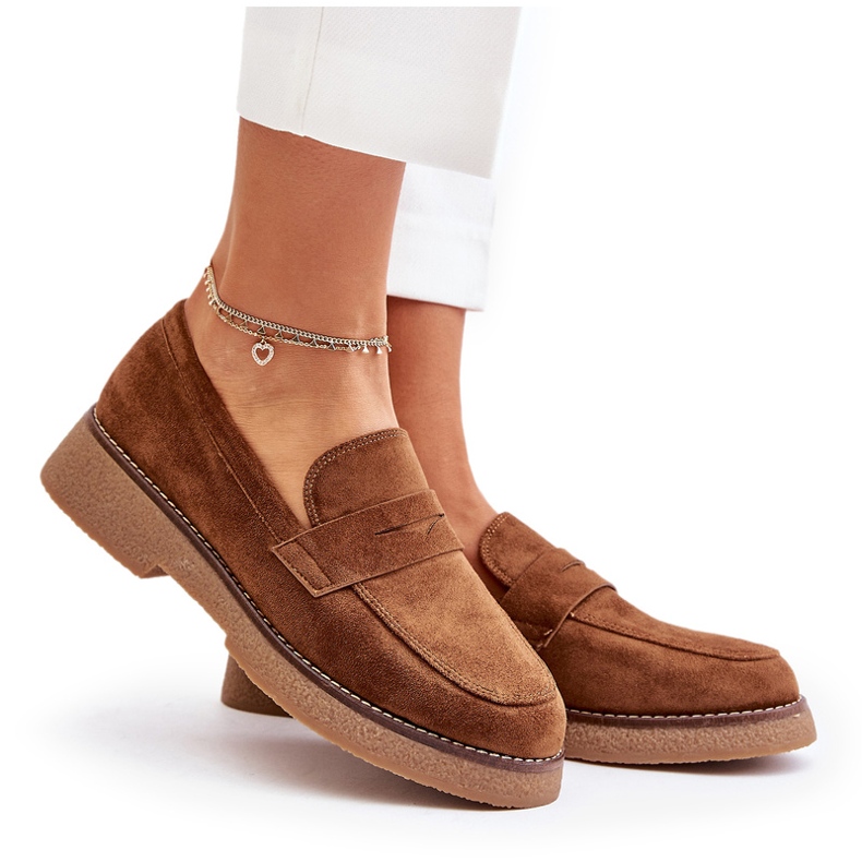 Bellucci Mocassins clássicos femininos com camurça Eco Brown castanho 5