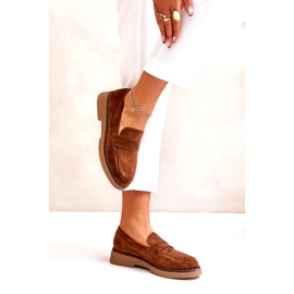 Bellucci Mocassins clássicos femininos com camurça Eco Brown castanho 3