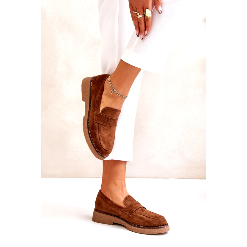 Bellucci Mocassins clássicos femininos com camurça Eco Brown castanho 3