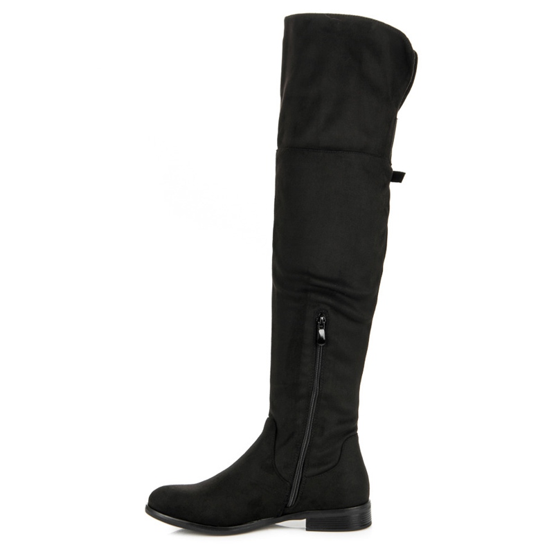 Super Me Botas acima do joelho com salto baixo preto 1