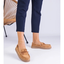 Mocas de Mulheres Brown de Ekozamsz com um arco castanho 1 Mocas de Mulheres Brown de Ekozamsz com um arco castanho 1