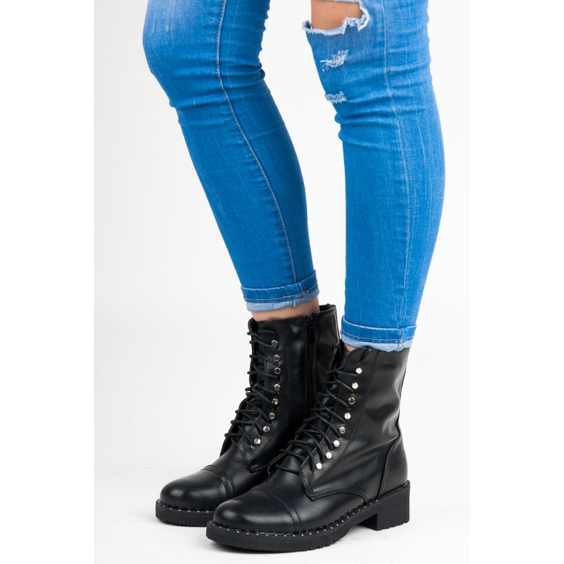 Anesia Paris Botins pretos amarrados 1