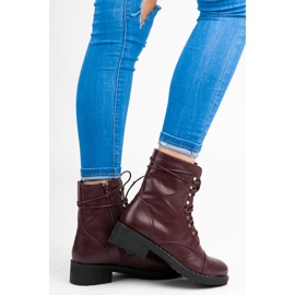 Anesia Paris Botas amarradas cor de vinho vermelho 2