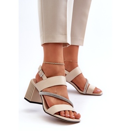 S.Barski Sandálias elegantes femininas no post bege mr38-549 4