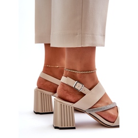 S.Barski Sandálias elegantes femininas no post bege mr38-549 7