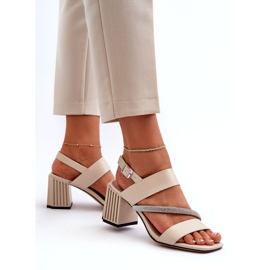 S.Barski Sandálias elegantes femininas no post bege mr38-549 6