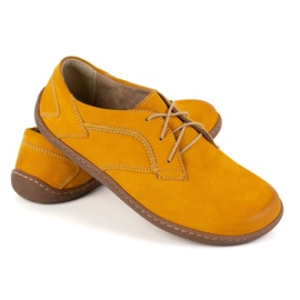 Olivier Sapatos de couro minimalista de pés descalços femininos 1082 Nubuk Mustard amarelo 1