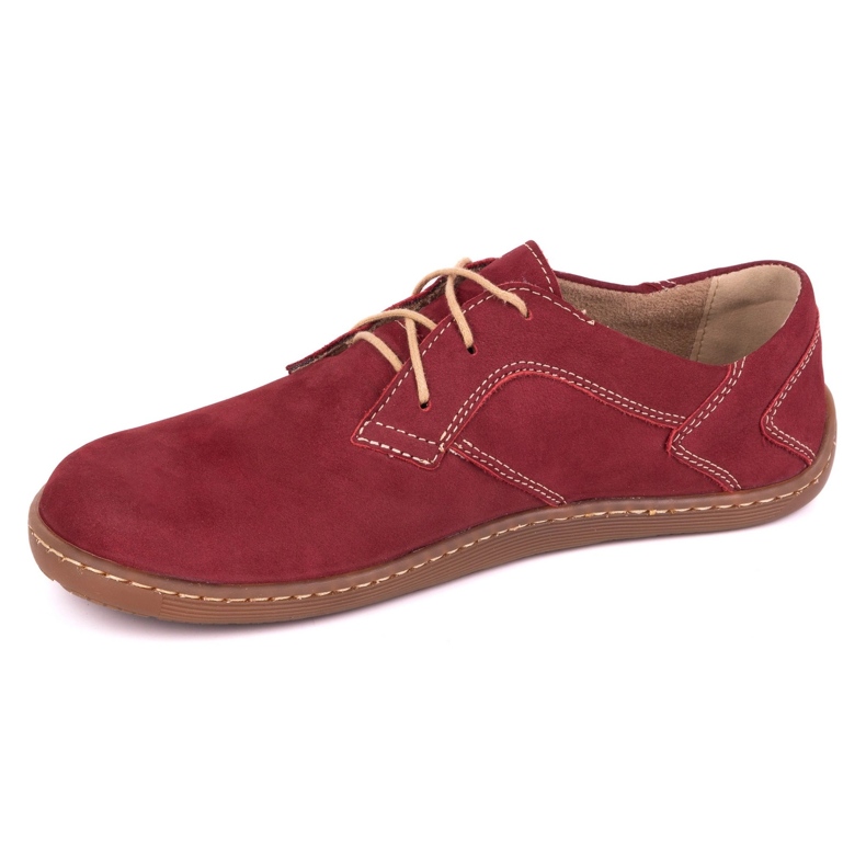 Olivier Sapatos de couro minimalista de pés descalços 1082 Bordo Nubuk vermelho 2