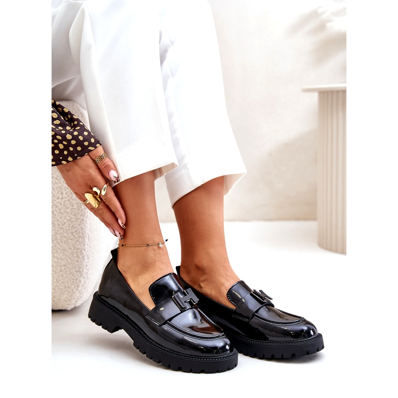 Mocassins envernizados femininos Vinceza 62187 pretos 7