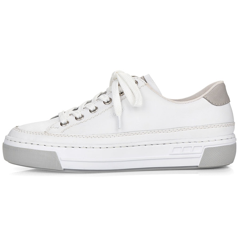 White Rieker L8847-80 Sapatos esportivos de couro feminino branco 2
