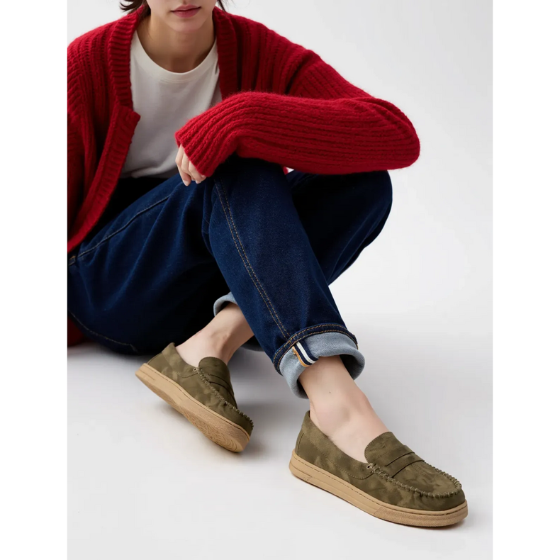 Socidores de camurça verde feminina 1