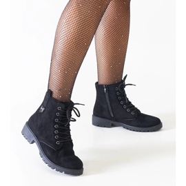 Sapatos de camurça de salto baixo, sapatos clássicos de salto baixo femininos pretos 2