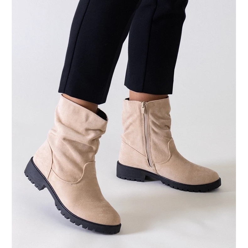 Botas de inverno femininas negras com sola grossa, botins pretos com zíper 2