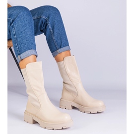 Botas bege com uma inserção de material 1