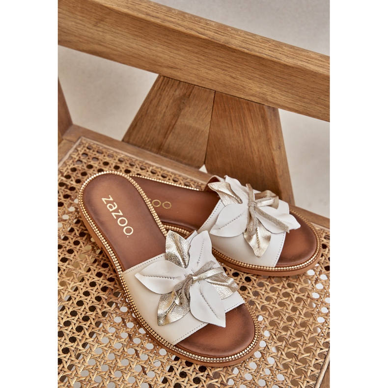 Flippers com decoração de couro natural zazoo 3667 branco 2 Flippers com decoração de couro natural zazoo 3667 branco 2