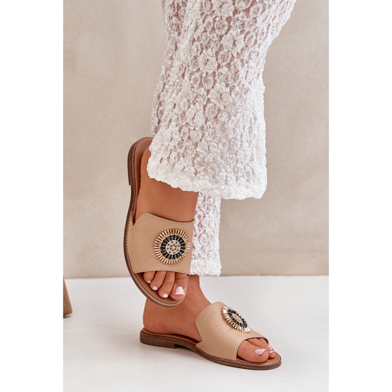 Lewski Shoes Chinelos de couro com Lewski 3047/o bege marrom 2
