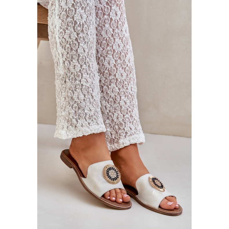 Lewski Shoes Chinelos de couro com Lewski 3047/O -Golden limpo dourado 1