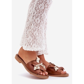 Flippers com decoração de couro natural zazoo 3574/z camel marrom 1