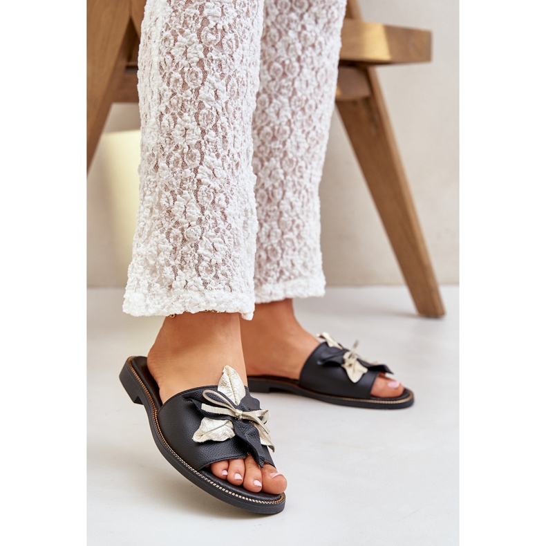 Flippers com decoração de couro natural zazoo 3574/z preto 2