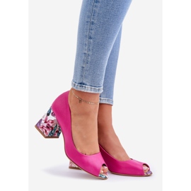 Lewski Shoes Bombas de couro com um calcanhar decorativo Sapatos Lewski 2608/K Fuchsja rosa 1