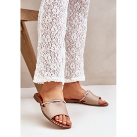 Lewski Shoes Sapatos Lewski 3047 chinelos de couro bege 2