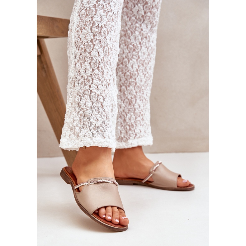 Lewski Shoes Sapatos Lewski 3047 chinelos de couro bege 2