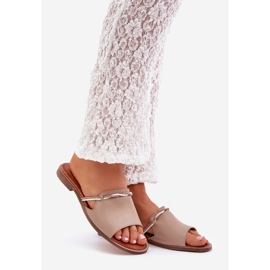 Lewski Shoes Sapatos Lewski 3047 chinelos de couro bege 1