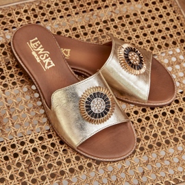 Flas de couro com decoração plana Zazoo 3047/O Golden dourado 2