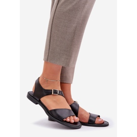 Zazoo 3014 sandálias planas femininas preto 1