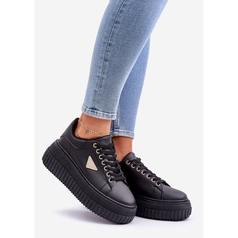 Tênis elegantes em uma enorme plataforma preta preto 1