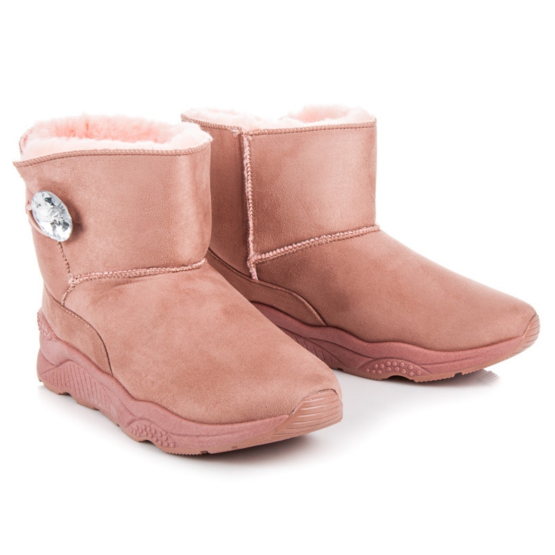 Anesia Paris Botas de neve apertadas com um botão rosa 1