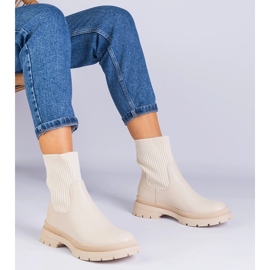 Botins bege com parte superior em tecido 1