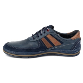 KOMODO Sapatos masculinos feitos de couro polonês 837k azul marinho 1