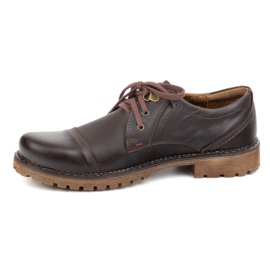 Sapatos de couro masculinos Olivier 312GT com um dedo marrom escuro empurrado 1