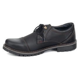 Sapatos de couro masculinos Olivier 312GT com um dedo preto perfurado 1