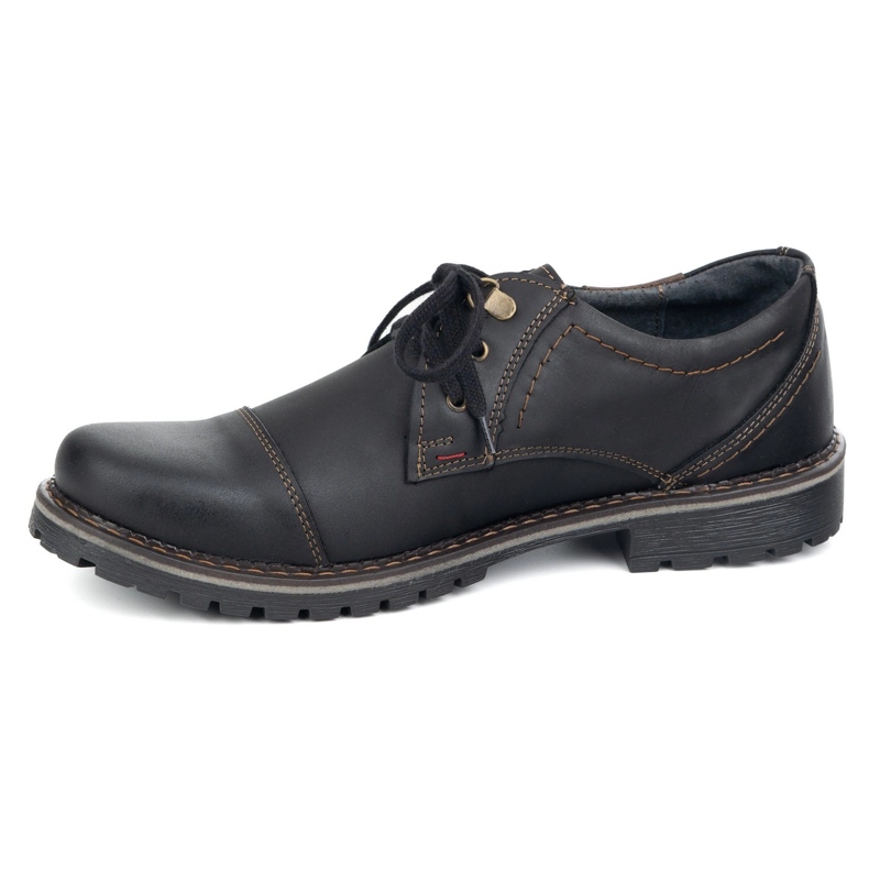 Sapatos de couro masculinos Olivier 312GT com um dedo preto perfurado 1