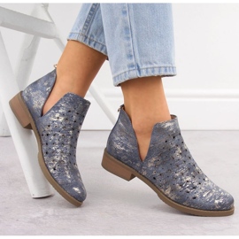 M.Daszyński Botas de couro feminino M. Daszyński SA62-102 azul 2