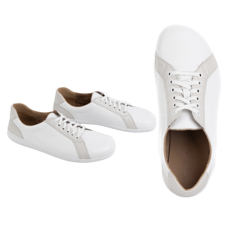 WASAK Sapatos de couro minimalista dos homens descalços 0741W branco 1